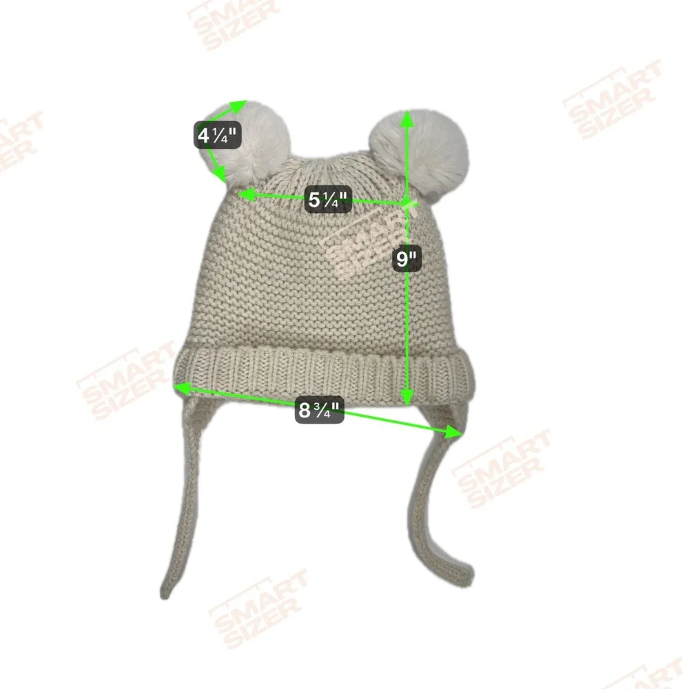 Zara Baby Bear Ear Knit Hat‎ Cream White Pom Pom Winter Toddler